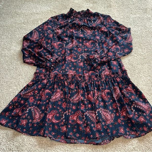 LA VIE REBECCA TAYLOR Women‎ Madeline Paisley Crepe Mini Dress Red Blue Size M